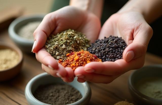 Hands holding natural ingredients during workshop
